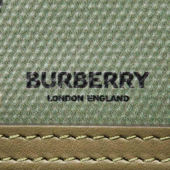Burberry Green/White/Black Leather/Coated Canvas Camo Topstitch Pocket Mini T... - Picture 8 of 12